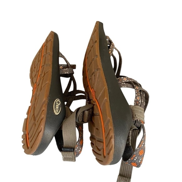 CHACO - SIZE 8 - THE CLASSIC CREED - ORANGE AZTEC WITH BLUE/ GRAY - EXC COND S4 - Picture 11 of 16